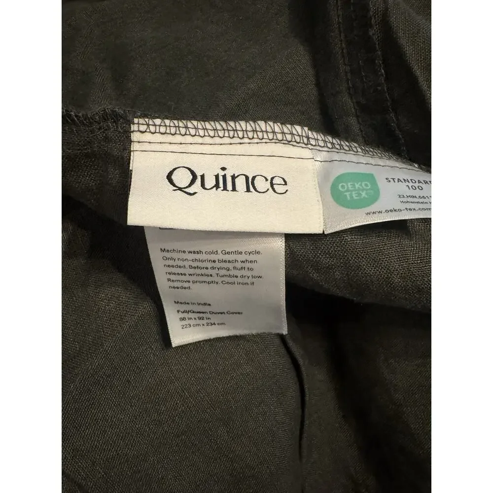 Quince European Linen Duvet Cover Full/Queen Pine Green 100% Linen NWOT
